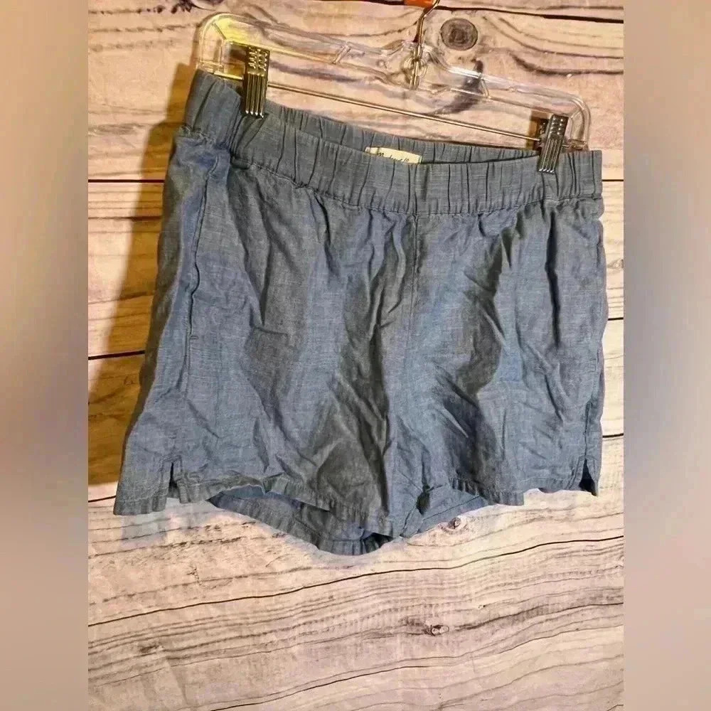 Madewell Shorts Womens Small Blue Pull On Elastic Cotton Shorts